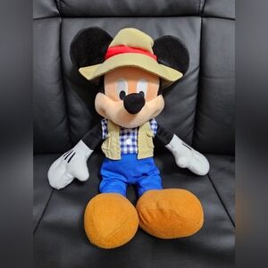 AUTHENTIC Disney Parks Safari Camping Fishing Mickey Mouse Medium Plush 15"